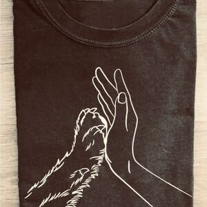 Black Graphic Crewneck T-Shirt - Hand & Paw Design